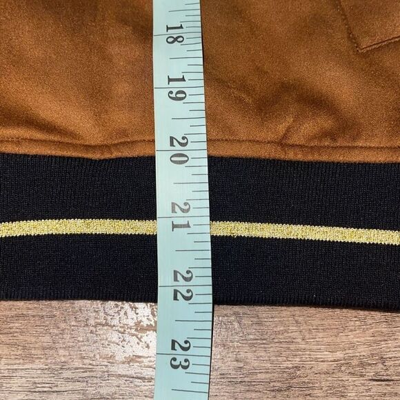 Aqua Women’s Lined Snap Button Stretchy Long Sleeve Bomber Jacket Brown Size Sma - Picture 9 of 9